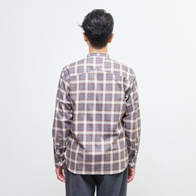 メンズメルローズ（MEN’S MELROSE）/HITOYOSHIダブルネーム ｜ オンブレチェックバンドカラーシャツ_4