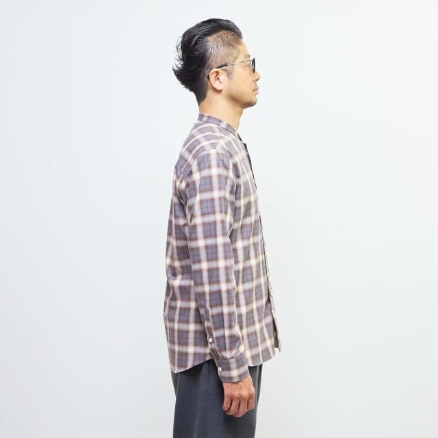 メンズメルローズ（MEN’S MELROSE）/HITOYOSHIダブルネーム ｜ オンブレチェックバンドカラーシャツ_5