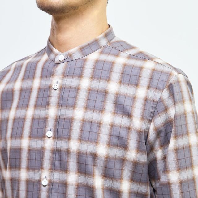 メンズメルローズ（MEN’S MELROSE）/HITOYOSHIダブルネーム ｜ オンブレチェックバンドカラーシャツ_6