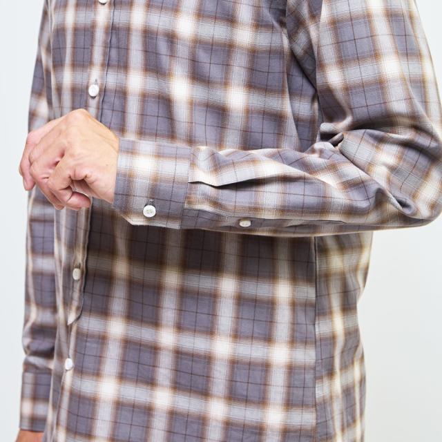メンズメルローズ（MEN’S MELROSE）/HITOYOSHIダブルネーム ｜ オンブレチェックバンドカラーシャツ_7