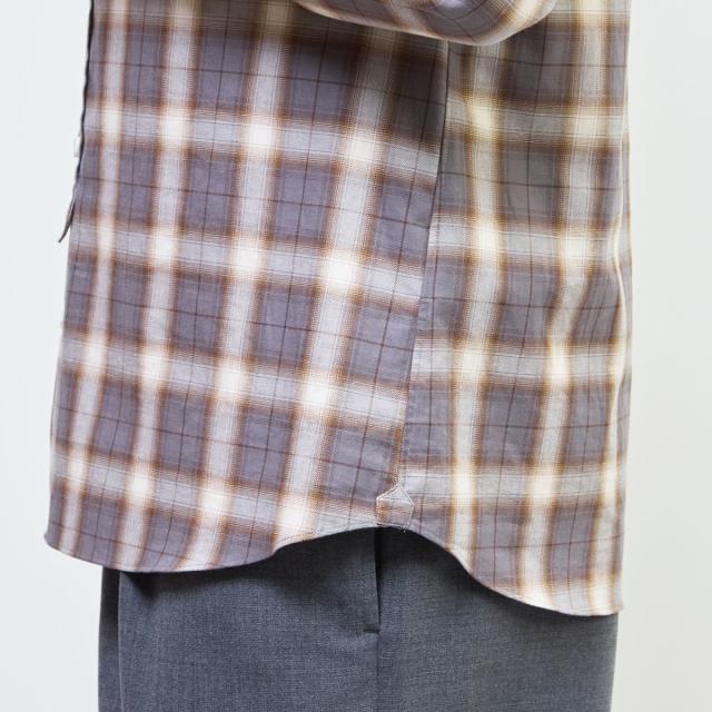 メンズメルローズ（MEN’S MELROSE）/HITOYOSHIダブルネーム ｜ オンブレチェックバンドカラーシャツ_8