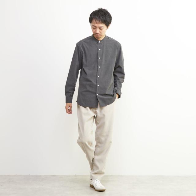 メンズメルローズ（MEN’S MELROSE）/ウーリーピンストライプバンドカラーシャツ_13