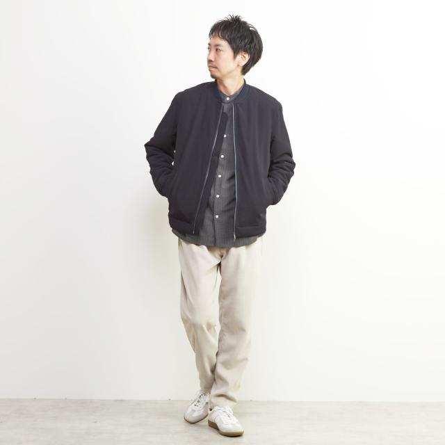 メンズメルローズ（MEN’S MELROSE）/ウーリーピンストライプバンドカラーシャツ_15