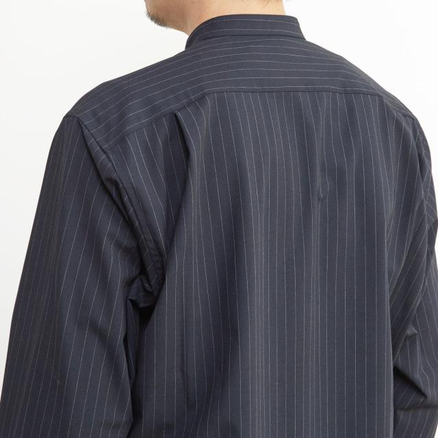 メンズメルローズ（MEN’S MELROSE）/ウーリーピンストライプバンドカラーシャツ_8