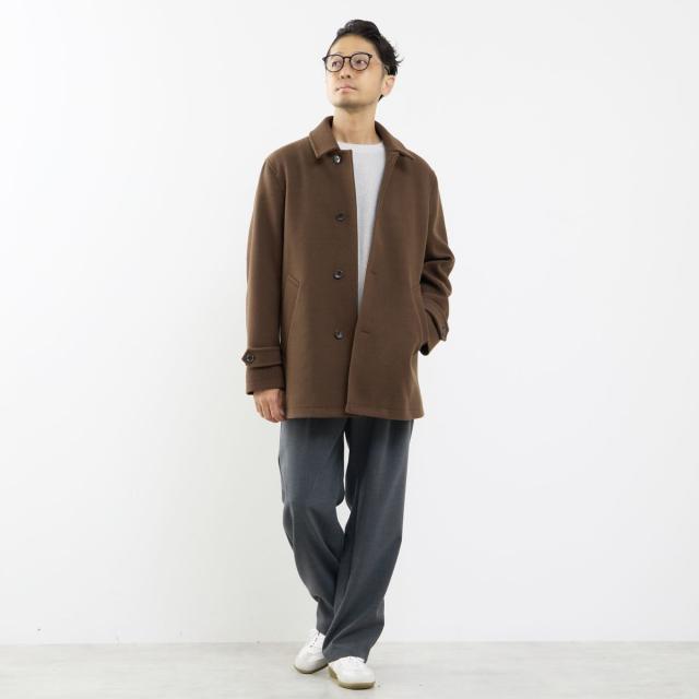 メンズメルローズ（MEN’S MELROSE）/《WEB限定》テックメルトンバルカラーショートコート