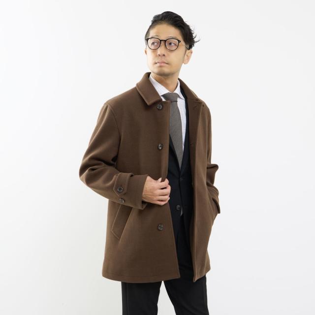 メンズメルローズ（MEN’S MELROSE）/《WEB限定》テックメルトンバルカラーショートコート