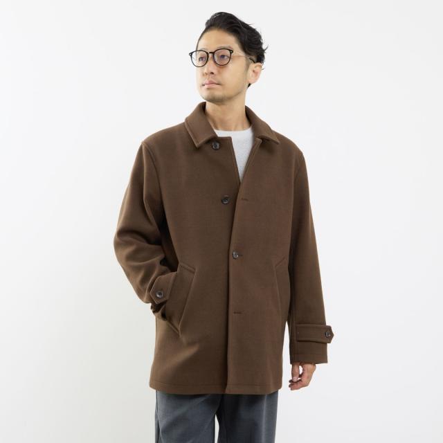 メンズメルローズ（MEN’S MELROSE）/《WEB限定》テックメルトンバルカラーショートコート