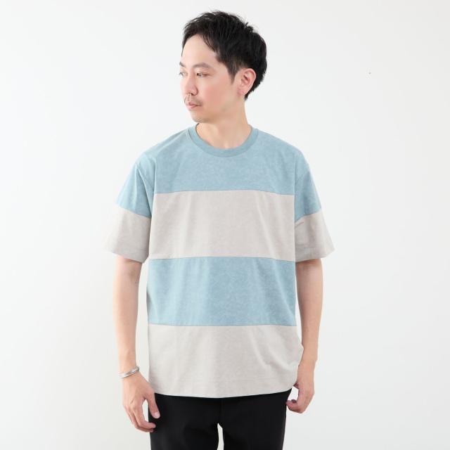 メンズメルローズ（MEN’S MELROSE）/ムラプリントブロッキングボーダーTシャツ 9,196円