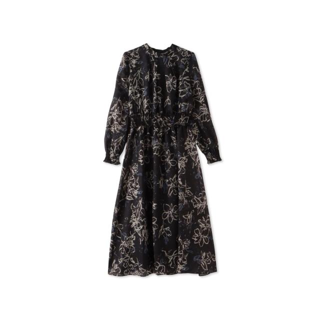 ロートレアモン デュクラス（LAUTREAMONT DE CLASSE）/ドローイングフラワープリントワンピース
