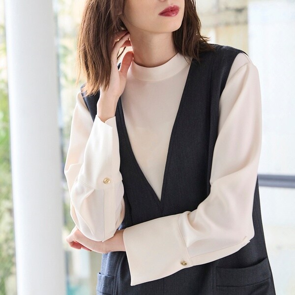 リズム（R_ISM）/【洗える】バックサテンハイネックブラウス