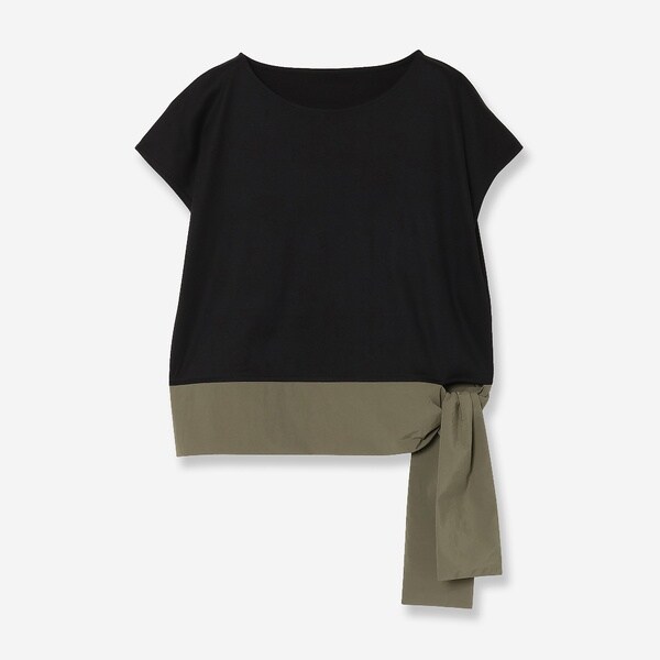 リズム（R_ISM）/【汗染み防止・撥水加工・接触冷感】リボンヘムコンビカットソー