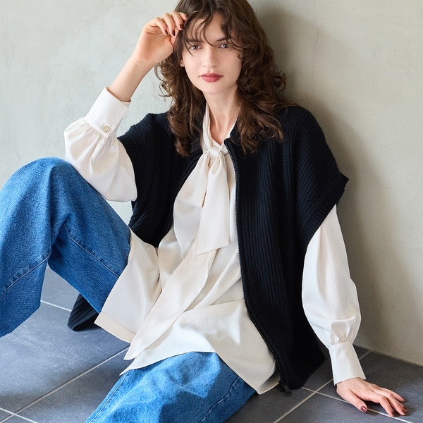 リズム（R_ISM）/【カシミヤブレンド30％】ジップニットベスト