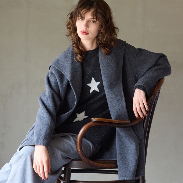 リズム（R_ISM）/【カシミヤブレンド】リバードレープミドルコート