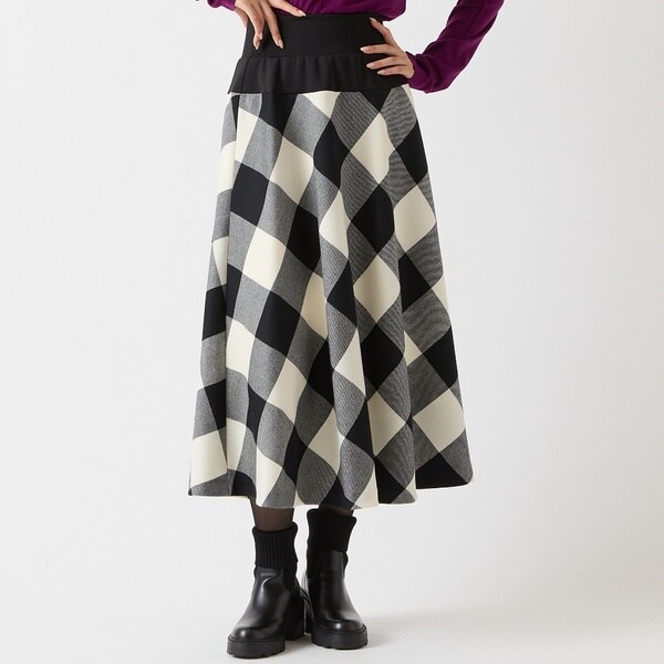 リズム（R_ISM）/【追加生産・尾州ウール・S/M/Lサイズあり】チェックフレアースカート