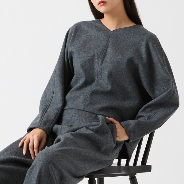 リズム（R_ISM）/【セットアップ対応・S/M/Lサイズあり】圧縮ウールスムースタックブラウス