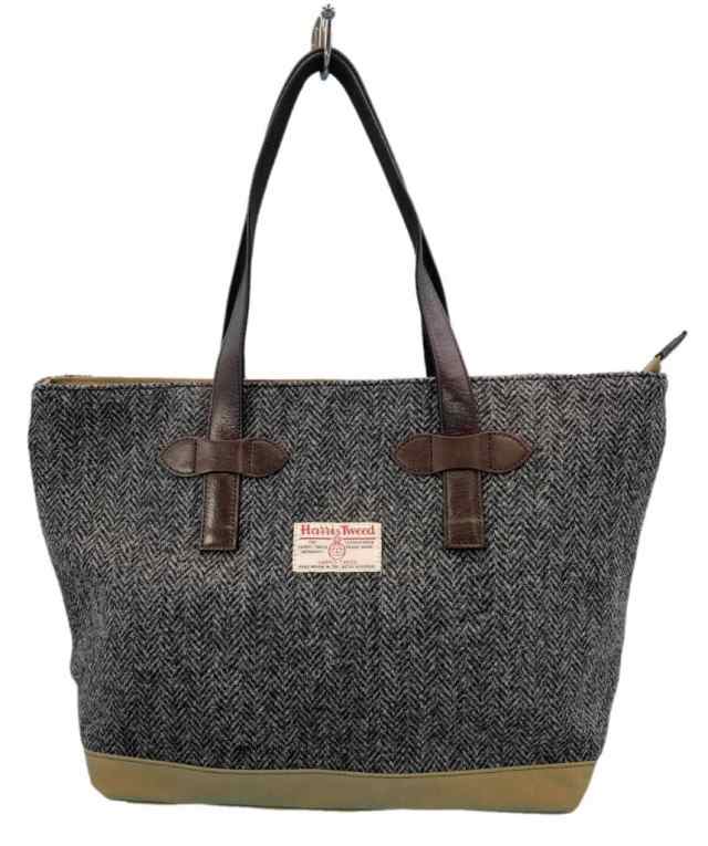 【NEW】ウィングス（Wing−s）/Harris Tweed ハリスツイードｘパラフィン帆布の横型トート、牛革付属、天ファスナー付