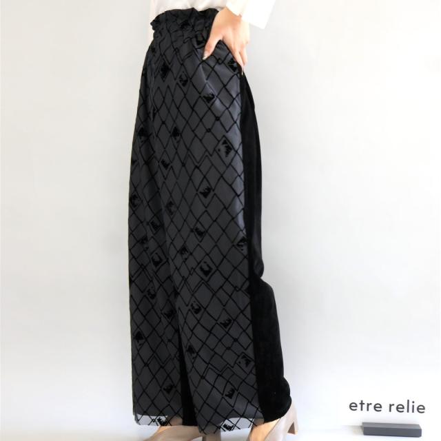 エトレリー（etre relie）/ランダムダイヤフロッキープリントワイドパンツ