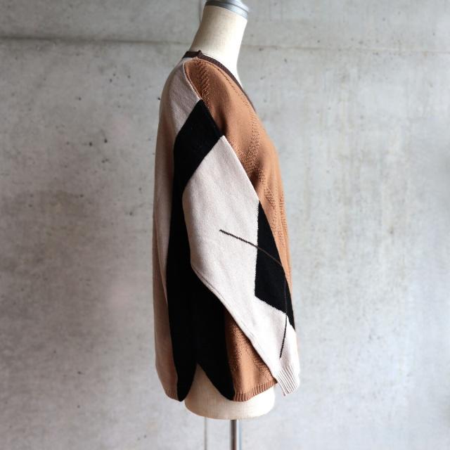 エトレリー（etre relie）/アーガイルニットVネックプルオーバーの通販