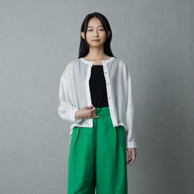 エトレリー（etre relie）/光沢オーガンジー羽織ブラウス