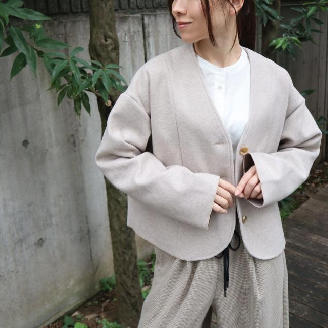 エトレリー（etre relie）/【etre relie】ジャージノーカラーワイドジャケット