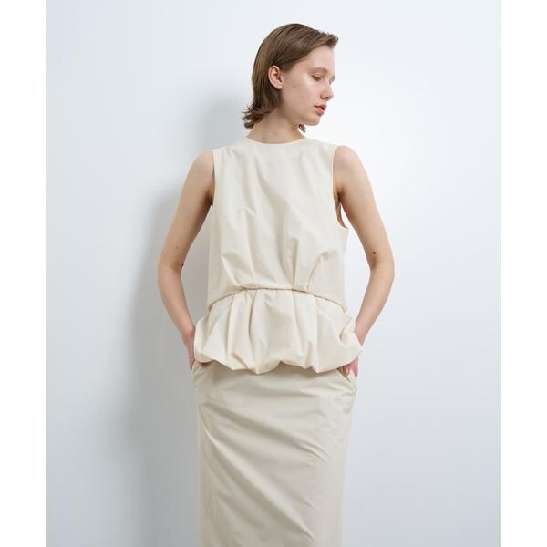 ランバン オン ブルー（LANVIN en Bleu）/ストレッチタフタペプラムワンピース 14,850円