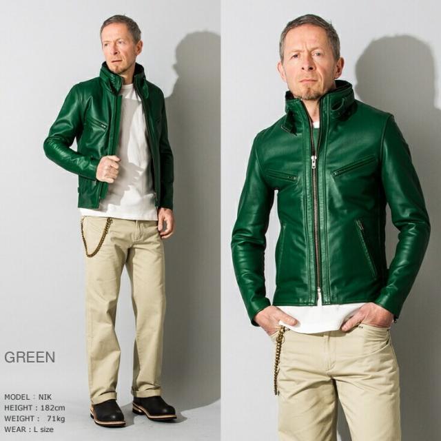 リューグー（LIUGOO）/Liugoo Leathers 本革 襟ボアハイネックシングルライダースジャケット WNG01A_16
