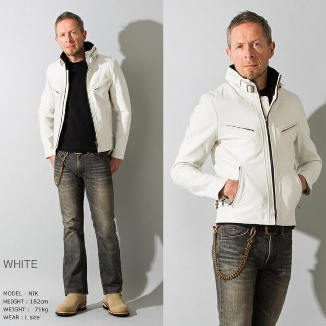 リューグー（LIUGOO）/Liugoo Leathers 本革 襟ボアハイネックシングルライダースジャケット WNG01A_17