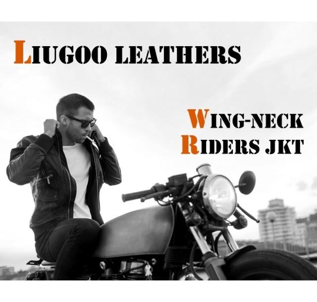 リューグー（LIUGOO）/Liugoo Leathers 本革 ウィングネックシングルライダースジャケット WNG14A_15