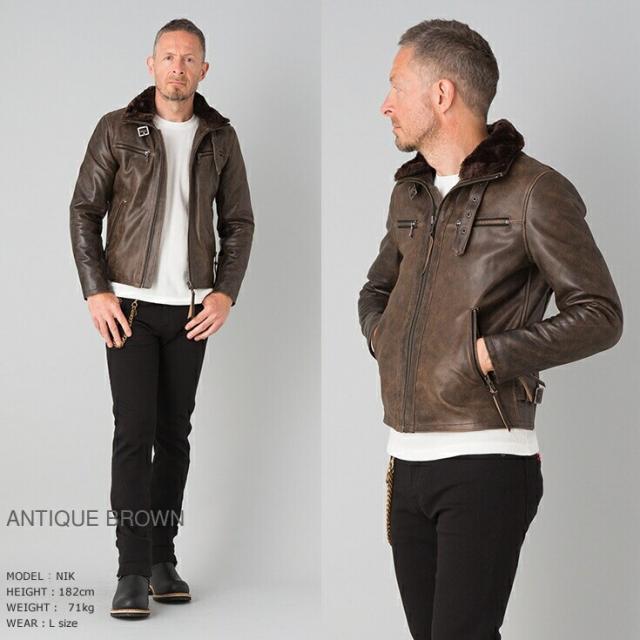 リューグー（LIUGOO）/Liugoo Leathers 本革 ウィングネックシングル