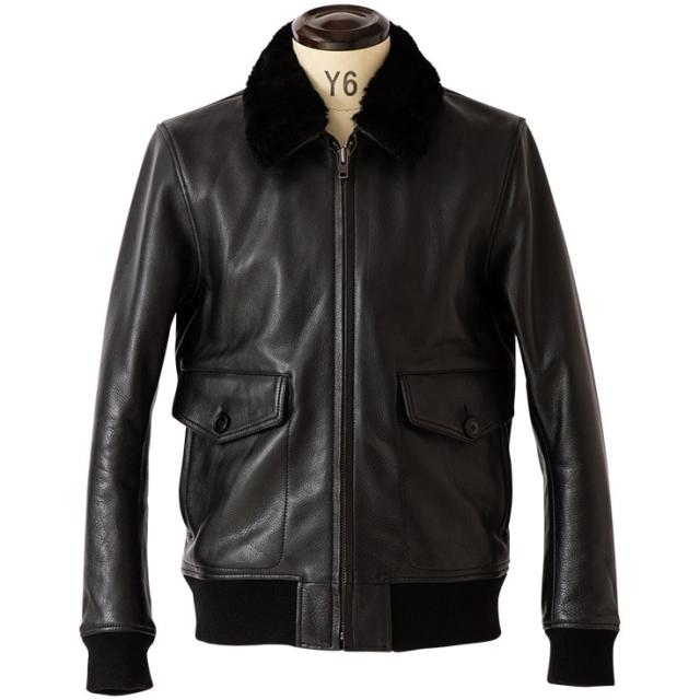 LIUGOO LEATHERS 牛革 A-2ジャケット 黒 リューグー（LIUGOO）/Liugoo