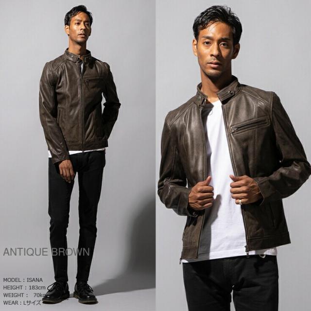 リューグー（LIUGOO）/Liugoo Leathers 本革 シングルライダースジャケット メンズ SRS07