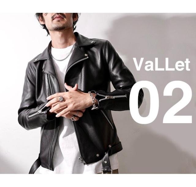リューグー（LIUGOO）/VALLET 本革 ダブルライダースジャケット メンズ
