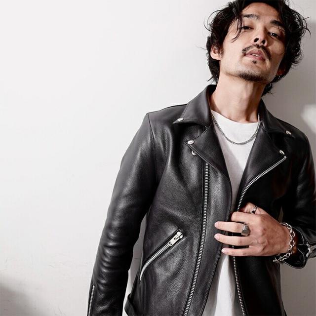 リューグー（LIUGOO）/VALLET 本革 ダブルライダースジャケット メンズ