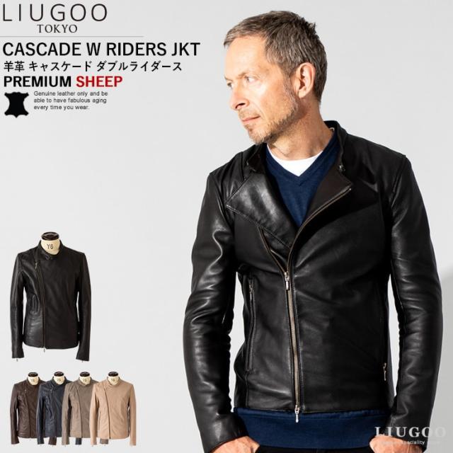 リューグー（LIUGOO）/LIUGOO 本革 キャスケード ダブルライダースジャケット メンズ リューグー DRY15Aの通販は