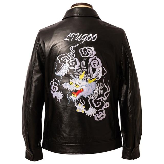 132♭Liugoo Leathers リューグーレザーズ GENUINE レザージャケット ブラック LLサイズ ※中古 Liugoo Leathers 本革 UKダブルライダースジャケット メンズ