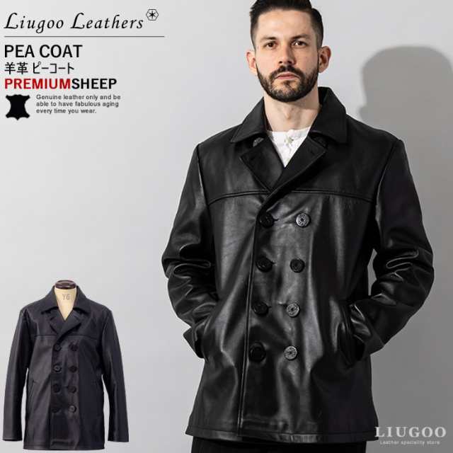 リューグー（LIUGOO）/Liugoo Leathers 本革 ピーコート メンズ リューグーレザーズ COT18B