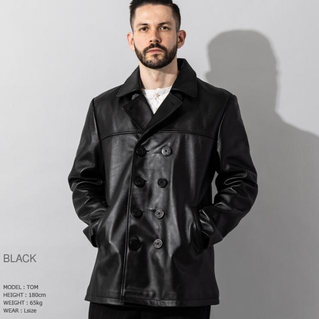 リューグー（LIUGOO）/Liugoo Leathers 本革 ピーコート メンズ リューグーレザーズ COT18B_3