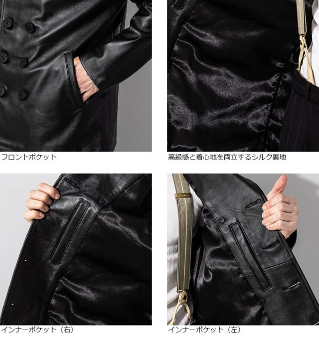 リューグー（LIUGOO）/Liugoo Leathers 本革 ピーコート メンズ リューグーレザーズ COT18B_13