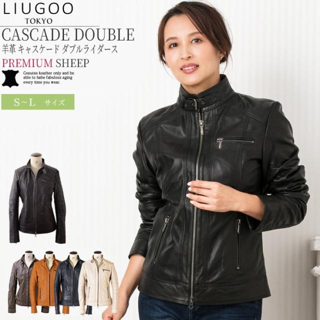リューグー（LIUGOO）/LIUGOO 本革 シングルライダースジャケット レディース リューグー SRS04LA