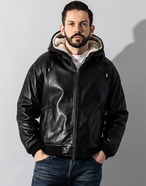 リューグー（LIUGOO）/Liugoo Leathers 本革 着脱ボアライナー付防寒レザーパーカー メンズ PRK08A