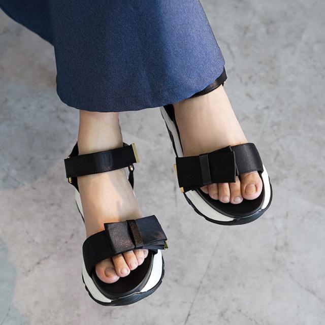 シューファンタジー（Shoe Fantasy）/シューファンタジー Shoe Fantasy 厚底 サテンリボン スポーツサンダル