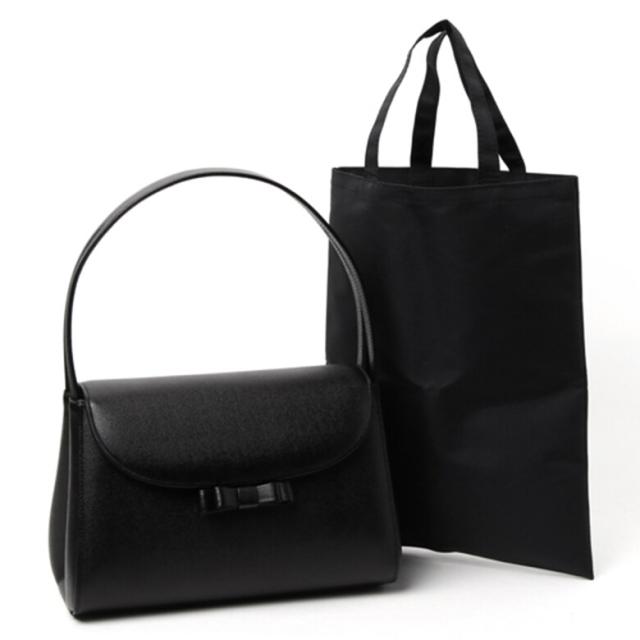 フォルムフォルマ/喪服/礼服/卒業/入学/結婚式/リボン付き牛革バッグ《撥水加工付》