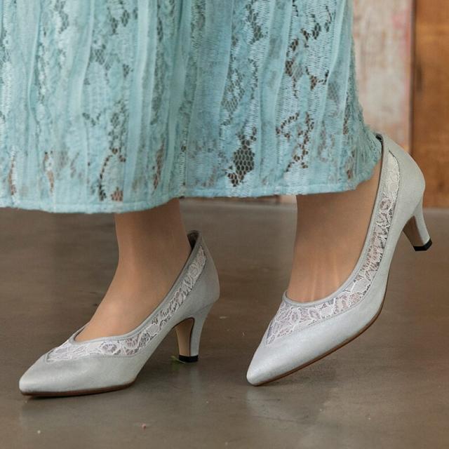 form forma フォーマルパンプス　S シルバー フォルムフォルマ（form forma）/S(22．5cm)レースパンプス