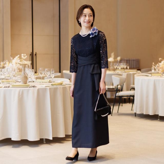 フォルムフォルマ（form forma）/【単品】《シャンタン生地》レース切替マザードレス /正礼装/結婚式/母親/母_1