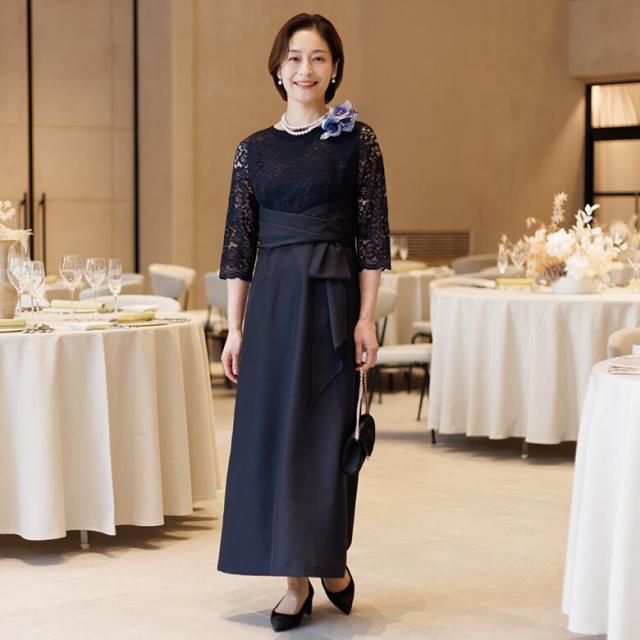 フォルムフォルマ（form forma）/【単品】《シャンタン生地》レース切替マザードレス /正礼装/結婚式/母親/母_2