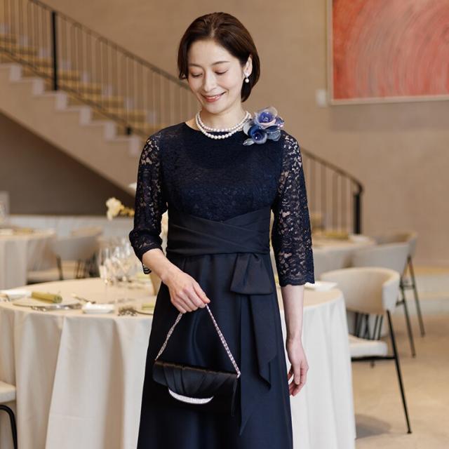 フォルムフォルマ（form forma）/【単品】《シャンタン生地》レース切替マザードレス /正礼装/結婚式/母親/母_8