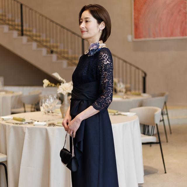フォルムフォルマ（form forma）/【単品】《シャンタン生地》レース切替マザードレス /正礼装/結婚式/母親/母_9