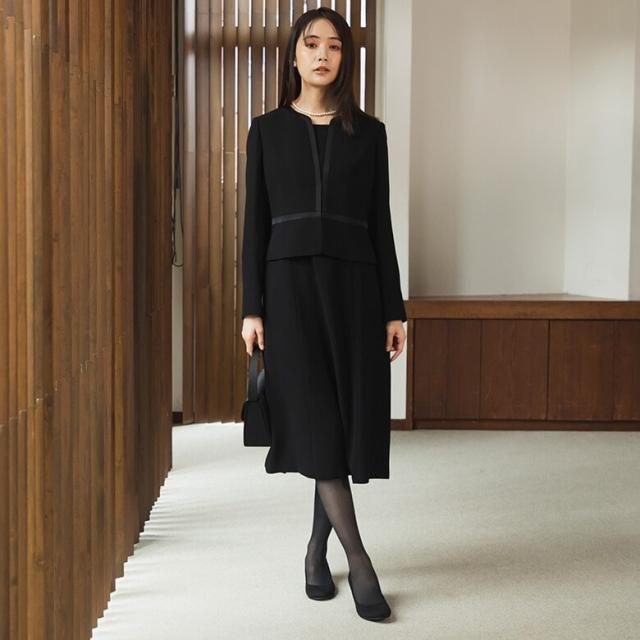フォルムフォルマ（form forma）/【喪服】ノーカラージャケット＆ワンピース/ブラックフォーマル/セレモニー/オールシーズン フォルムフォルマ（form forma）/【喪服】【洗える】ノーカラー