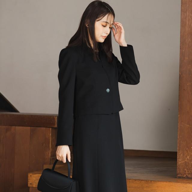 フォルムフォルマ（form forma）/【前開き】【喪服・礼服】フリルカラー＆フレアワンピース ブラックフォーマル/日本製素材_4