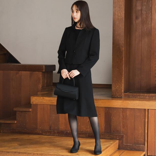フォルムフォルマ（form forma）/【前開き】【喪服・礼服】フリルカラー＆フレアワンピース ブラックフォーマル/日本製素材_6